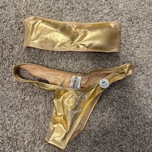 Forever21 Gold Metallic Bikini Set